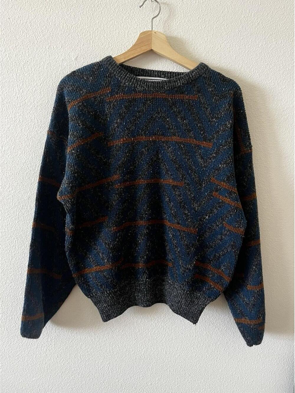 Vintage Sergio Acrylic Knit Abstract Geometric Sweater L